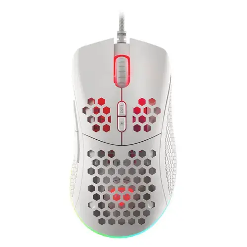 Mouse Gaming Genesis Krypton 555, iluminare RGB, USB, 8000 DPI (Alb)