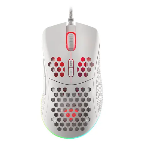 Mouse Gaming Genesis Krypton 555, iluminare RGB, USB, 8000 DPI (Alb)
