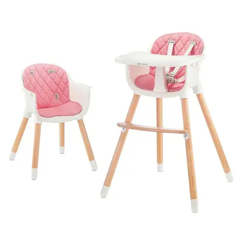 Scaun de masa 2 in 1 Kinderkraft Sienna, tava detasabila, centura in 5 puncte, Roz