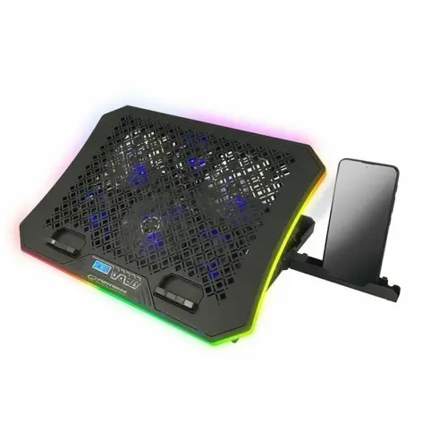 Cooler laptop gaming Esperanza Galerne EGC109 iluminare RGB stand telefon, Negru