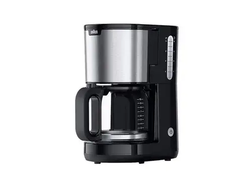 Cafetiera Braun KF 1500 BK PurShine, 1000 W, OptiBrew, Oprire automata, 10 cesti, Anti-picurare (Negru/Inox)