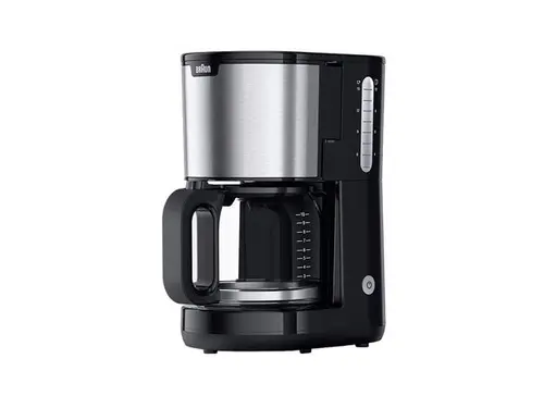 Cafetiera Braun KF 1500 BK PurShine, 1000 W, OptiBrew, Oprire automata, 10 cesti, Anti-picurare (Negru/Inox)