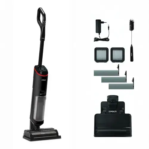 Aspirator vertical Polti RollySteam WD40C, fara fir, cu abur si aspirare umed-uscata, 450 W, aspirare 14 kPa, 0.6 l, 71 Db (Gri/Negru)