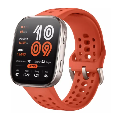 Ceas activity tracker Huami Amazfit Bip 6, Ecran AMOLED 1.97inch, Monitorizare 24/7, Peste 140 moduri sportive, 5 ATM, GPS (Rosu)