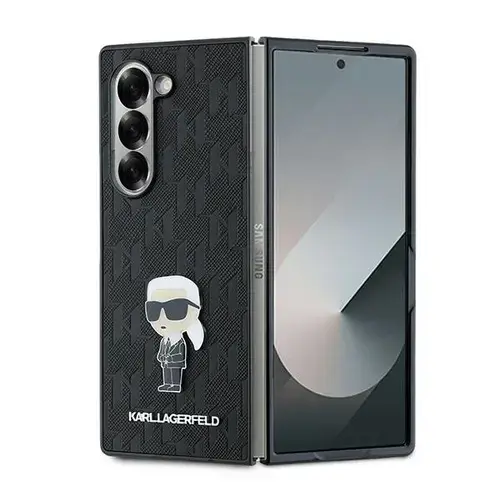 Husa Karl Lagerfeld Saffiano Monogram Ikonik pentru Samsung Galaxy Z Fold6 F956, Neagra