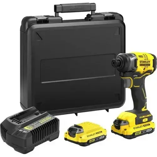 Masina de insurubat cu impact Stanley FatMax V20, 18V, 2800 rpm, 170 Nm, 3500 bpm, 2x Acumulator FatMax 18V 2.0 Ah, Incarcator, Valiza de transport