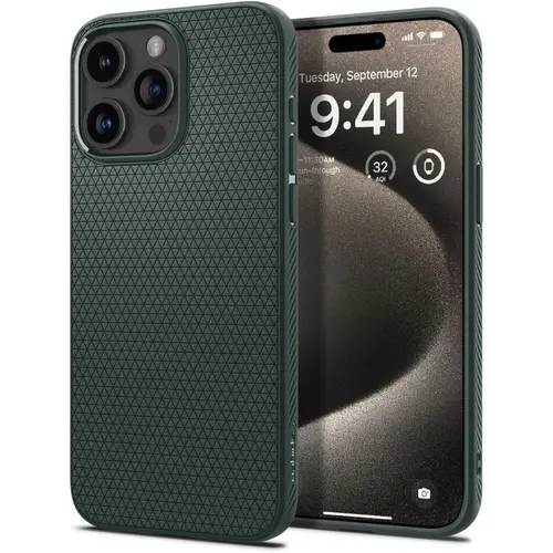 Husa pentru Apple iPhone 15 Pro Max, Spigen, Liquid Air Matte, Verde ACS06564