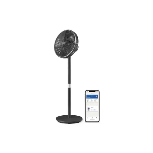 Ventilator cu picior Philips Seria 3000 CX3550/01,  45W, 3 setari de viteza, Mod natural, Breeze, Sleep, Rotatie, 40 cm diametru, timmer, conectat cu AIR+ (Negru)