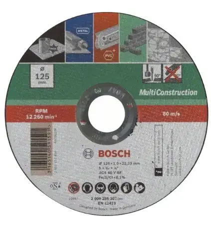Disc de taiere multimaterial Bosch, 125 x 22.2 x 1 mm