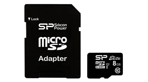 Card memorie Silicon Power Elite, 8 GB, microSDHC, UHS-I, Clasa 10 + Adaptor SD