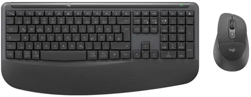 Kit Tastatura si Mouse Wireless Logitech Signature Comfort Plus Combo MK880, Bluetooth Low Energy, 6 butoane, Logi Options+, Logi Tune, Layout US International (Negru)