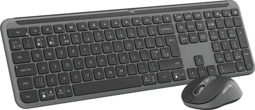 Kit tastatura si mouse Logitech Wireless Signature Slim MK950 Business, 2.4GHz&Bluetooh, Easy-Switch, Flow, Layout UK (Gri)
