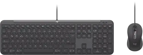 Kit tastatura si mouse Logitech Signature Slim Wired Combo MK620 Business, USB-C, 4000 DPI, Cabluri 1.8m, Layout US International (Negru)