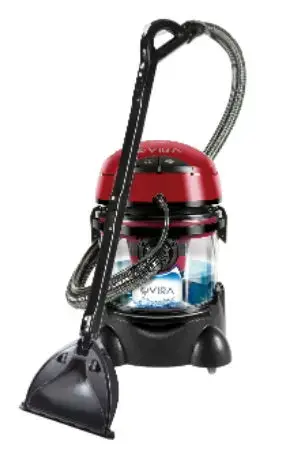 Aspirator MPM VIRA MOD-22, 2400 W, 210 W, Rezervor apa 10 litri, Rezervor lichid spalare 5 litri, HEPA13, Tub telescopic din plastic (Negru/Rosu)