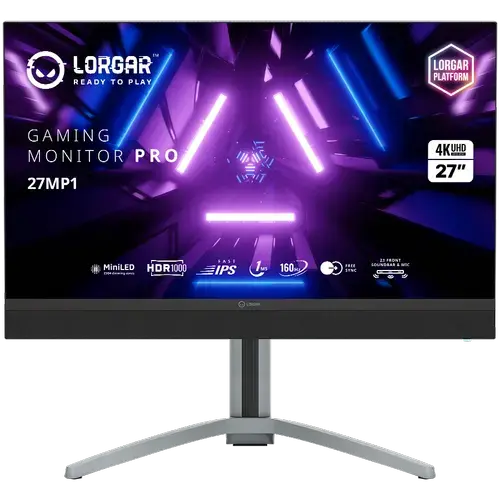 Monitor Gaming Fast IPS MiniLED Lorgar 27inch 27MP1, UHD (3840x2160), HDMI, DisplayPort, AMD FreeSync/G-Sync, Boxe, 160 Hz, 1 ms (Negru/Gri)