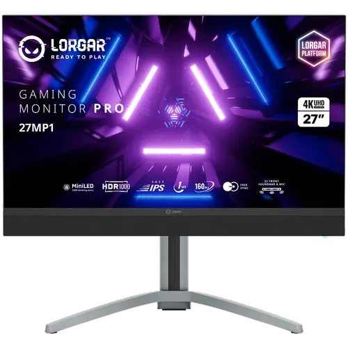 Monitor Gaming Fast IPS MiniLED Lorgar 27inch 27MP1, UHD (3840x2160), HDMI, DisplayPort, AMD FreeSync/G-Sync, Boxe, 160 Hz, 1 ms (Negru/Gri)