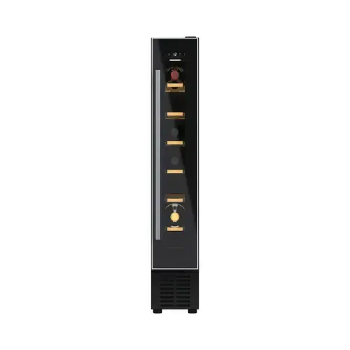 Vitrina de vinuri Hoover HWCB 15/1, 7 sticle, Clasa G, 6 rafturi, H 86.5 cm (Negru)