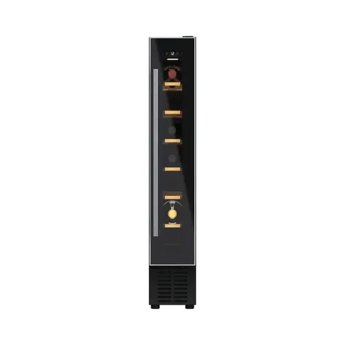 Vitrina de vinuri Hoover HWCB 15/1, 7 sticle, Clasa G, 6 rafturi, H 86.5 cm (Negru)
