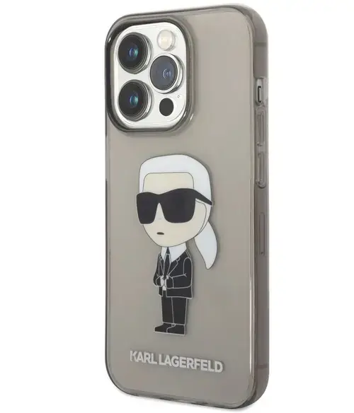 Protectie Spate Karl Lagerfeld Ikonik NFT pentru Apple iPhone 14 Pro Max (Transparent/Negru)