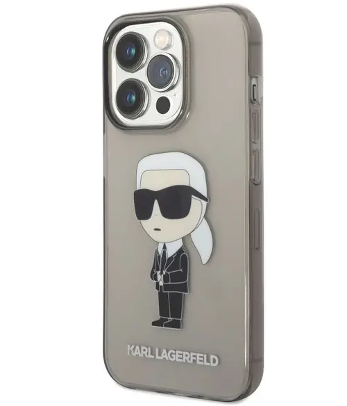 Protectie Spate Karl Lagerfeld Ikonik NFT pentru Apple iPhone 14 Pro Max (Transparent/Negru)