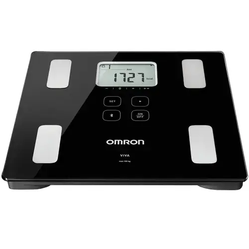 Cantar cu monitor compozitie corporala Omron Viva, app mobil, 30 masuratori, 4 utilizatori, Negru
