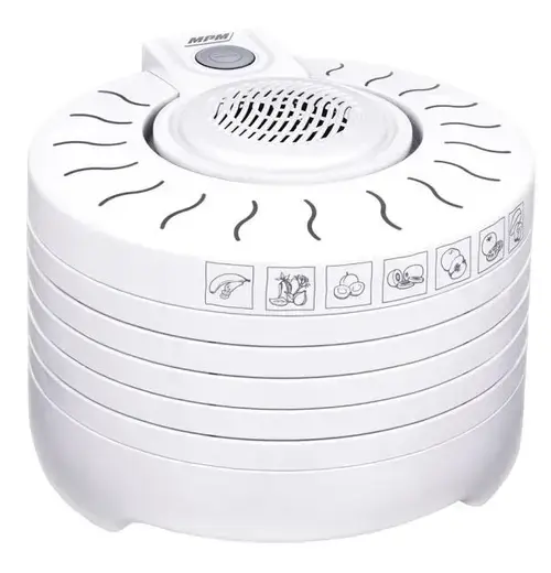 Deshidrator alimente MPM MSG-01, 250 W, 5 site, 28 cm, Inaltime reglabila (Alb)