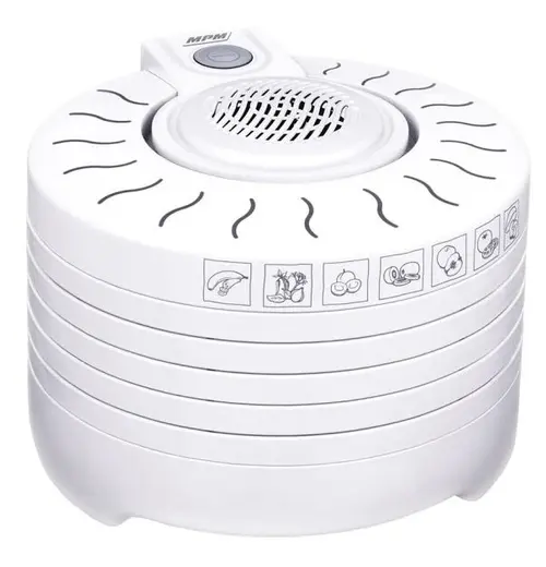 Deshidrator alimente MPM MSG-01, 250 W, 5 site, 28 cm, Inaltime reglabila (Alb)