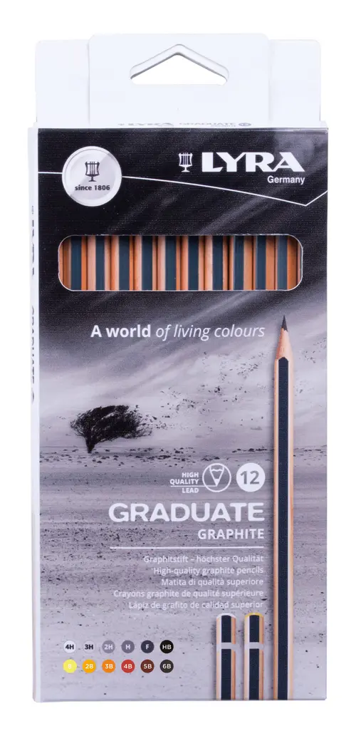 Creion grafit LYRA Graduate, pentru desen artistic si tehnic, 12 buc/cutie