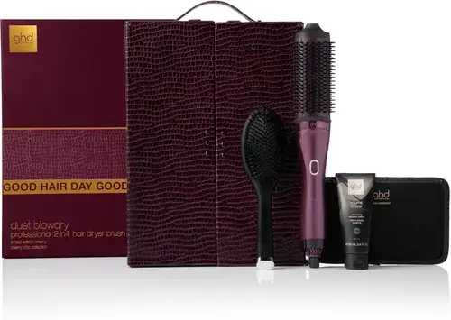 Perie rotativa cu uscare GHD Duet Gift Set, 450 W, Incalzire 45 secunde, Oprire automata (Visiniu)