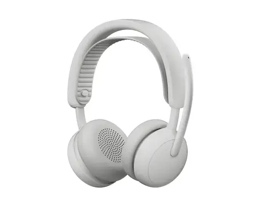 Casti Call Center Logitech Zone Wireless 2 ES Business Teams Version, Bluetooth/USB-C, Receiver, Autonomie 20 de ore, Hybrid ANC, Microfon cu anulare zgomot (Alb)