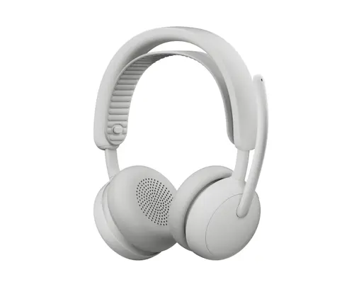 Casti Call Center Logitech Zone Wireless 2 ES Business Teams Version, Bluetooth/USB-C, Receiver, Autonomie 20 de ore, Hybrid ANC, Microfon cu anulare zgomot (Alb)
