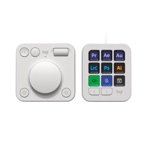 Consola Logitech MX Creative, Control intuitiv, Integrare in diverse aplicatii, USB-C/Bluetooth Low Energy (Gri)