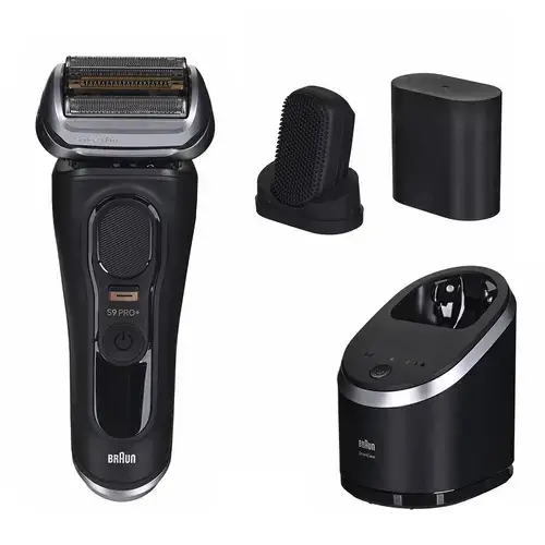Aparat de ras electric Braun Seria 9 Pro+ 9590cc, Umed/Uscat, Autonomie 60 minute, Statie de incarcare, Husa de calatorie (Negru)