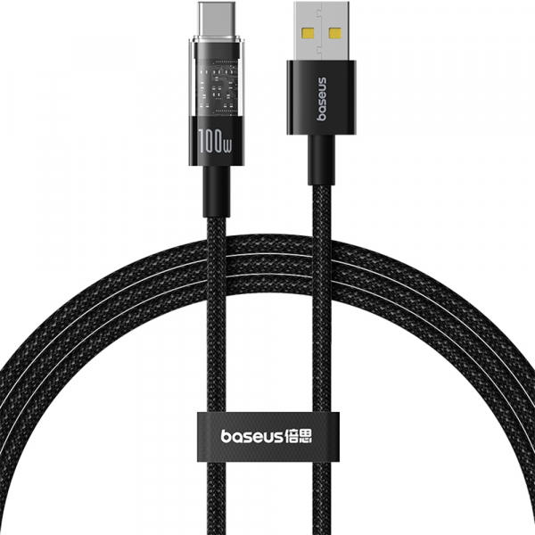Cablu Date si Incarcare USB-A - USB-C Baseus Gem, 100W, 1m, Negru P10373002111-00