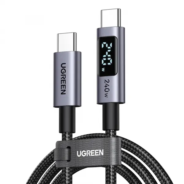 Cablu Date si Incarcare USB-C - USB-C UGREEN 65866 Display, 240W, 1m, Gri