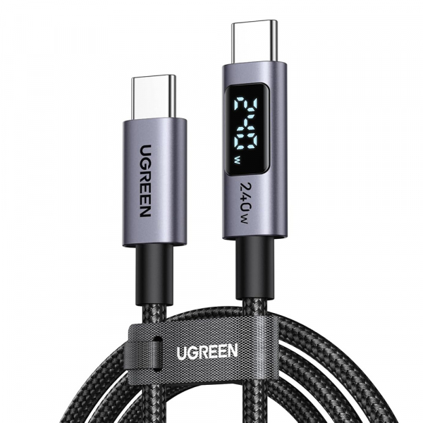 Cablu Date si Incarcare USB-C - USB-C UGREEN 65866 Display, 240W, 1m, Gri