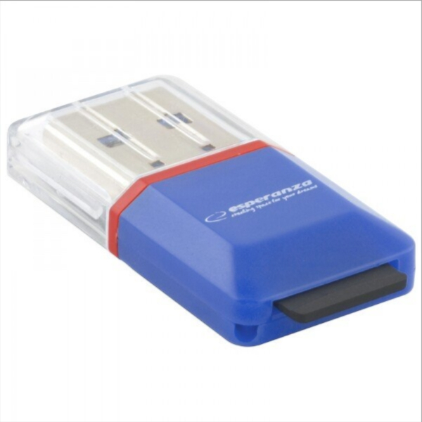 Cititor Card USB Esperanza EA134B, microSD, Albastru