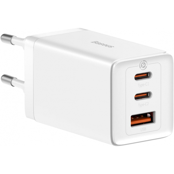 Incarcator Retea Baseus GaN5 Pro, 65W, 3.25A, 1 x USB-A - 2 x USB-C, Alb CCGP120202
