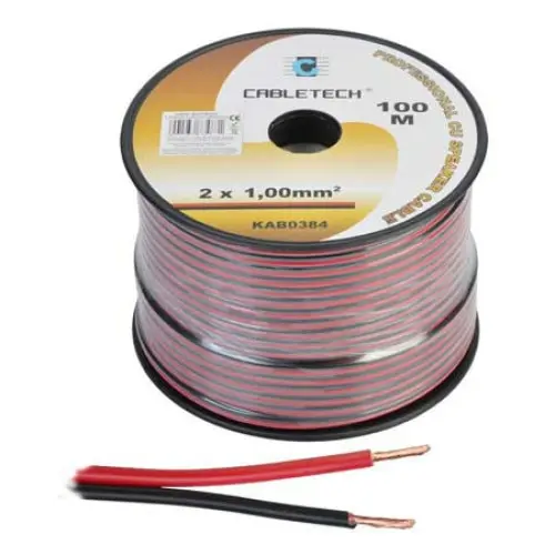 Cablu difuzor cupru 2x1.00mm rosu/negru 100m