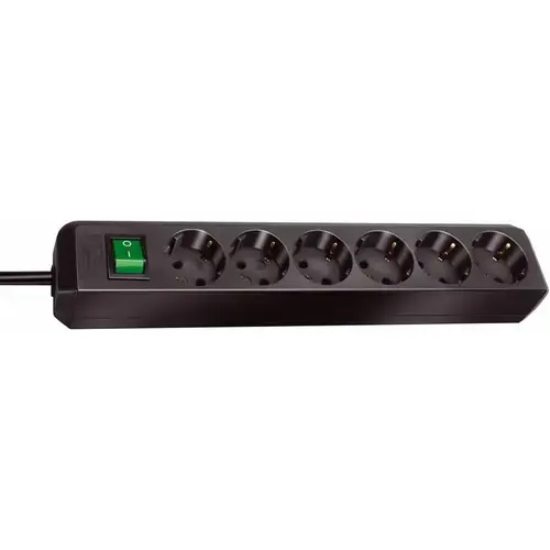 Prelungitor cu priza multipla Brennestuhl 1159500400, 6 posturi, 3m, Switch, Eco-Line (Negru)