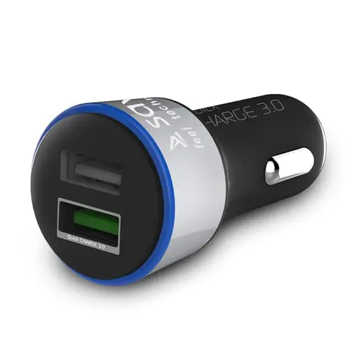 Incarcator Auto Savio SA-06, 2x USB, Quick Charge 3.0 (Negru/Argintiu)