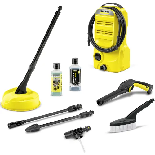 Aparat de spalat cu presiune Karcher K 2 Classic Car & Home EU, 1400 W, 110 bar, 360 l/h debit maxim, furtun presiune 3 m, perie exterior T7, include Kit auto: perie de spalat, jet de spuma, agent de curatare, sampon auto 0.5 l, pistol G120Q (Galben)