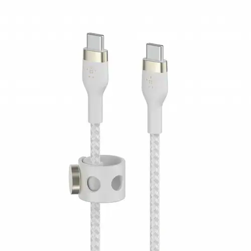 Cablu de date Belkin CAB011bt3MWH, BOOST CHARGE PRO, Flex, USB-C - USB-C, 2.0, 3 m (Alb)