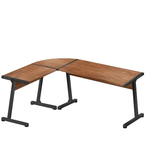 Birou Gaming Mark Adler Leader 5.5 WN, Coltar, Picioare reglabile (Negru/Maro)
