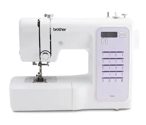 Masina de cusut Brother FS20S, Digital, 850 imp/min, 20 cusaturi, Pas cusatura 5 mm (Alb/Mov)