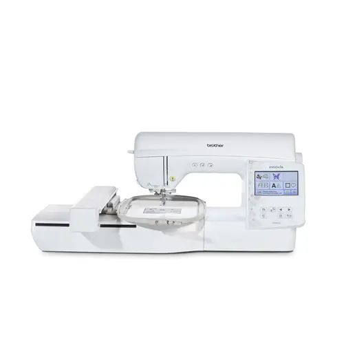 Masina de brodat Brother Innov-is NV880E, 258 modele broderie, 10 cusaturi x 14 chenare, 13 fonturi incluse, Wi-Fi, 850 imp/min (Alb)