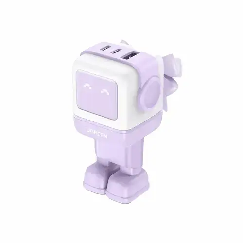 Incarcator retea Ugreen Uno 65W, GaN Fast Charging, 2x USB-C, 1x USB-A, Violet