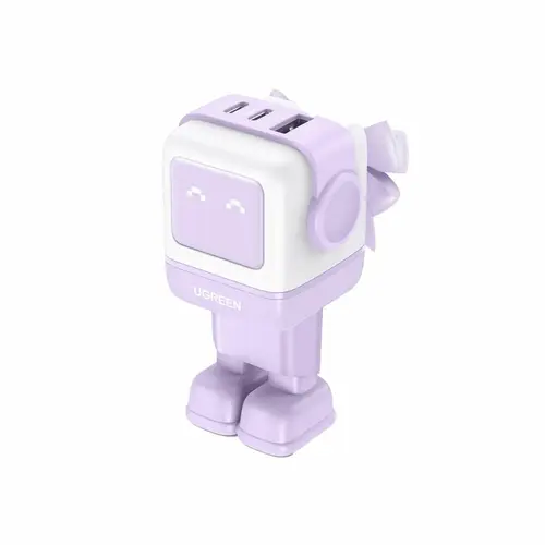 Incarcator retea Ugreen Uno 65W, GaN Fast Charging, 2x USB-C, 1x USB-A, Violet