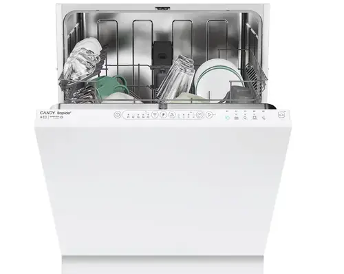 ​Masina de spalat vase incorporabila Candy RapidÓ CIP 3E7L0W, 13 seturi, 5 programe, Wi-Fi + BLE, Motor Speed-Drive Inverter, Clasa E (Alb)​