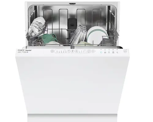 ​Masina de spalat vase incorporabila Candy RapidÓ CIP 3E7L0W, 13 seturi, 5 programe, Wi-Fi + BLE, Motor Speed-Drive Inverter, Clasa E (Alb)​